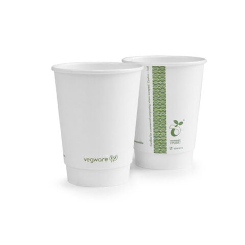 Vegware White 12oz Double Walled Cup x 500 - MannVend